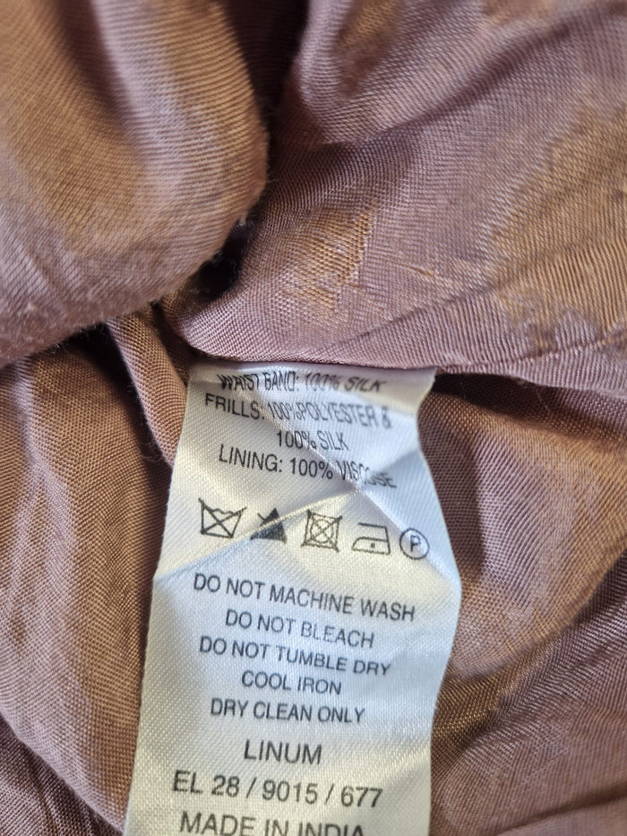 Reiss Brown Silk Ruffle Skirt Size UK 6 EU 34 Tan Frill