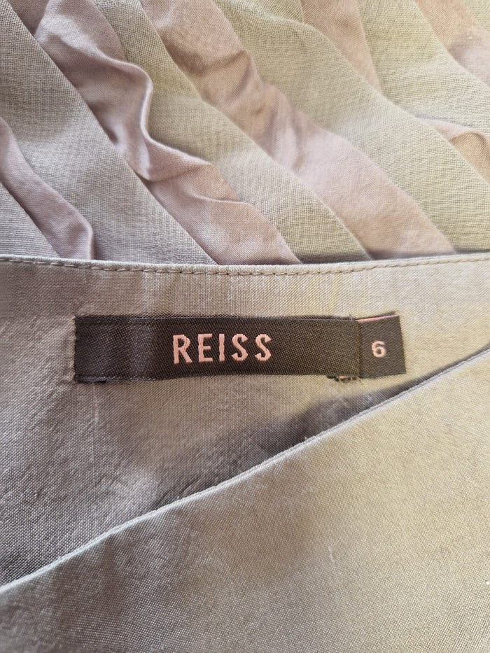 Reiss Brown Silk Ruffle Skirt Size UK 6 EU 34 Tan Frill