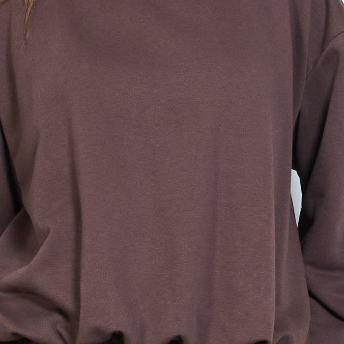 Relaxed crew neck drop shoulder cropped casual top wholesale
