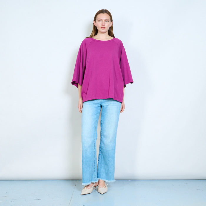 Relaxed crew neck raglan sleeve easy wear knit top wholesale