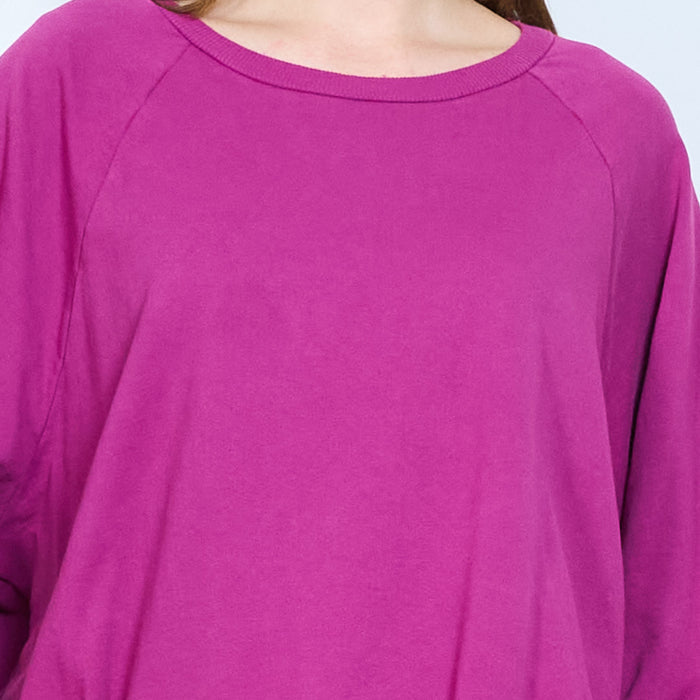 Relaxed crew neck raglan sleeve easy wear knit top wholesale