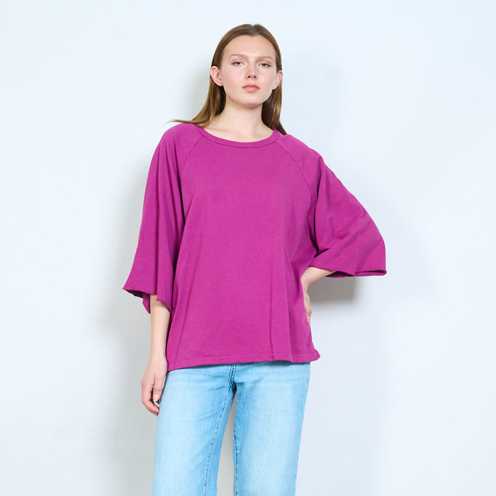 Relaxed crew neck raglan sleeve easy wear knit top wholesale