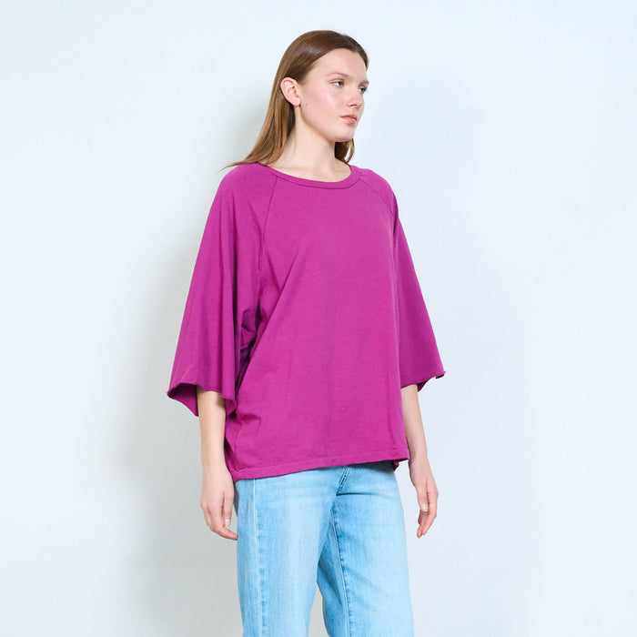 Relaxed crew neck raglan sleeve easy wear knit top wholesale