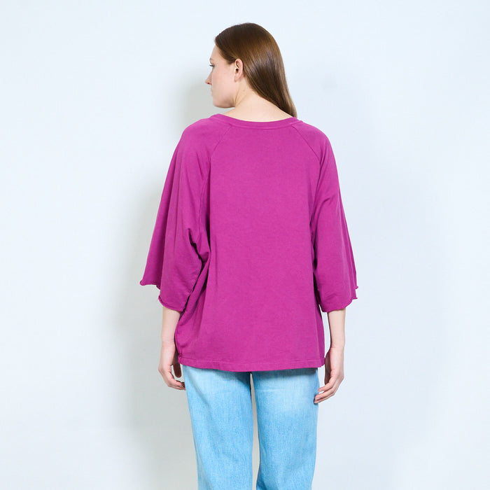 Relaxed crew neck raglan sleeve easy wear knit top wholesale