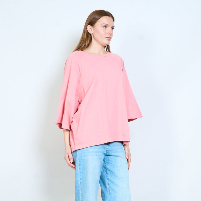 Relaxed crew neck raglan sleeve easy wear knit top wholesale