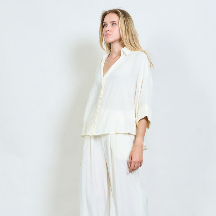 Relaxed-fit button-down shirt with rolled sleeves wholesale