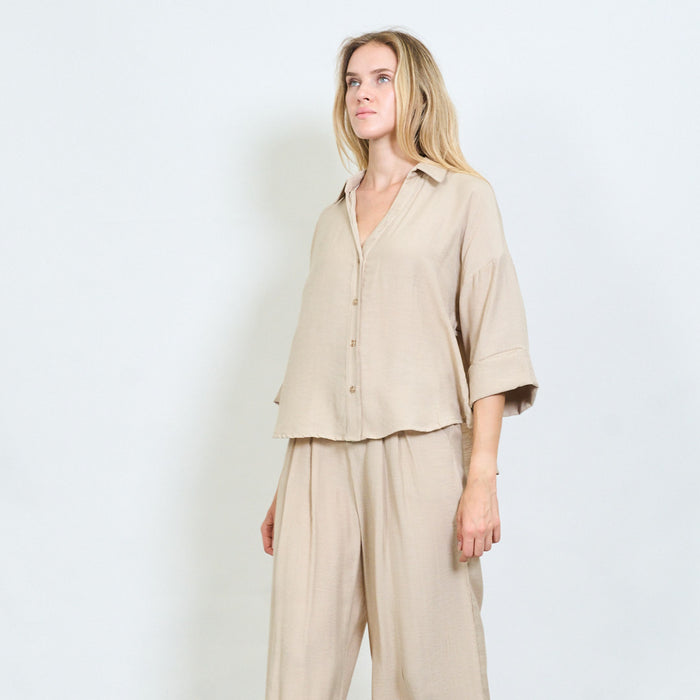 Relaxed-fit button-down shirt with rolled sleeves wholesale