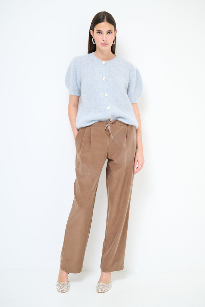 Relaxed fit drawstring waist straight trousers wholesale
