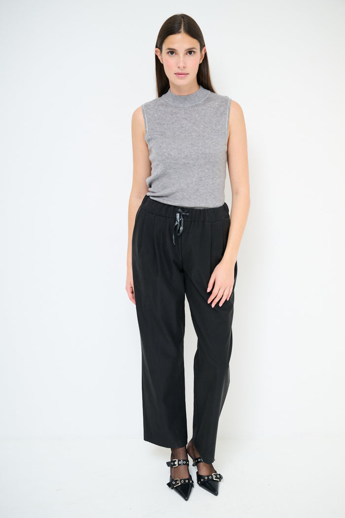 Relaxed fit drawstring waist straight trousers wholesale