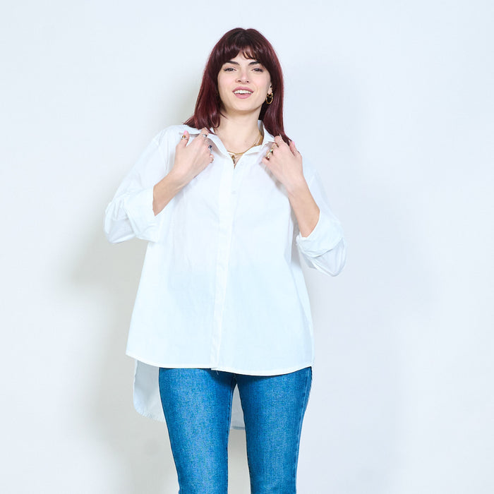 Relaxed fit embroidered slogan "Tu menti bene io meglio" shirt wholesale