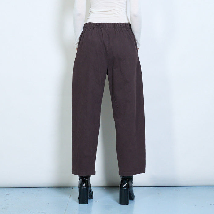 Relaxed fit high waist elastic trousers with patch pockets wholesale