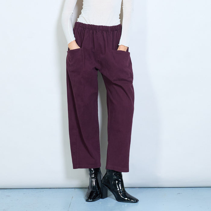 Relaxed fit high waist elastic trousers with patch pockets wholesale