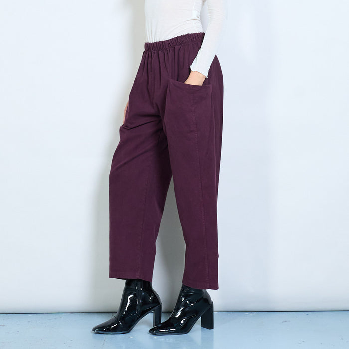 Relaxed fit high waist elastic trousers with patch pockets wholesale
