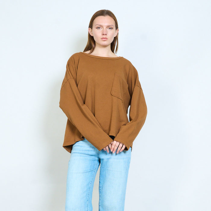 Relaxed jersey sweater with chest pocket and drop shoulders wholesale