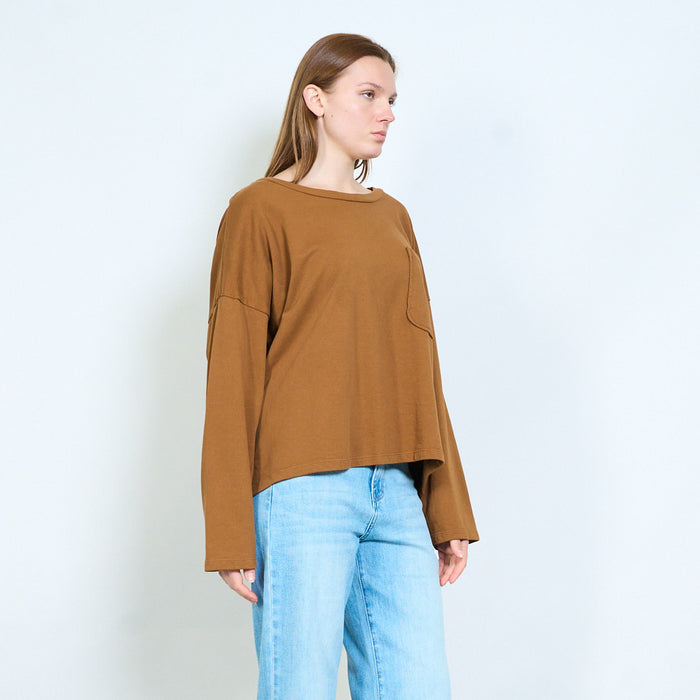 Relaxed jersey sweater with chest pocket and drop shoulders wholesale