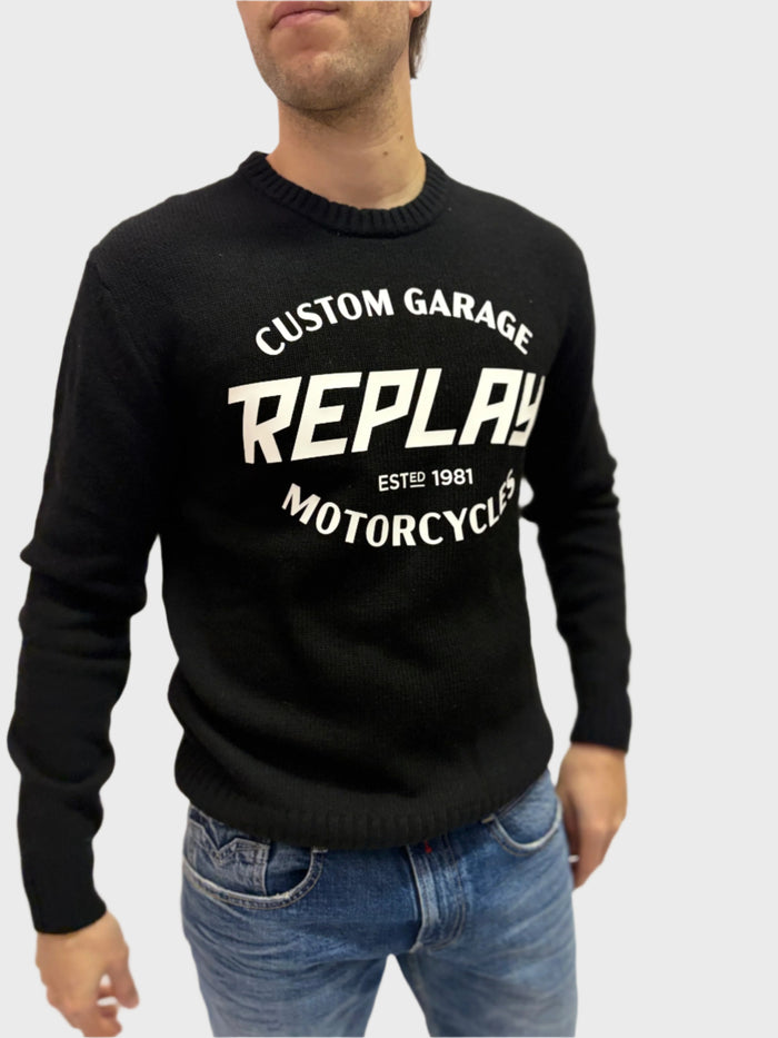 REPLAY PÁNSKÝ SVETR S MOTORKÁŘSKÝM MOTIVEM