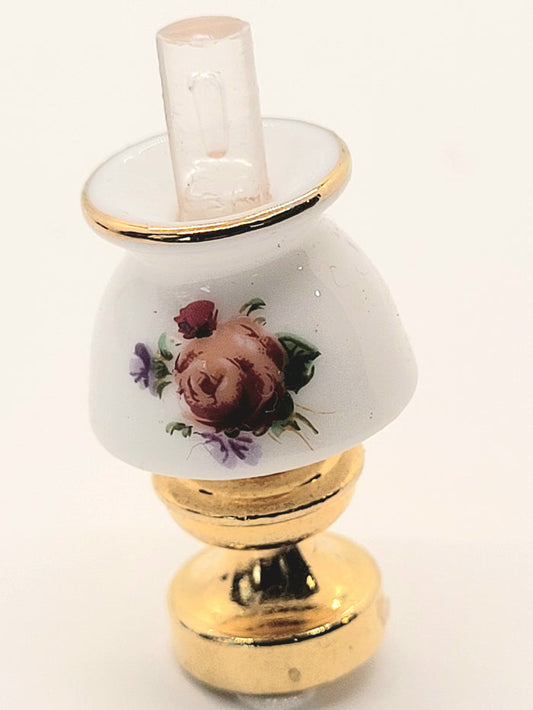 Reutter Porcelain Floral Hurricane Lamp