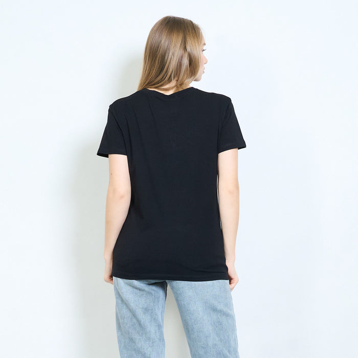 Rhinestones cartoon girl sketch graphic printed t-shirt wholesale
