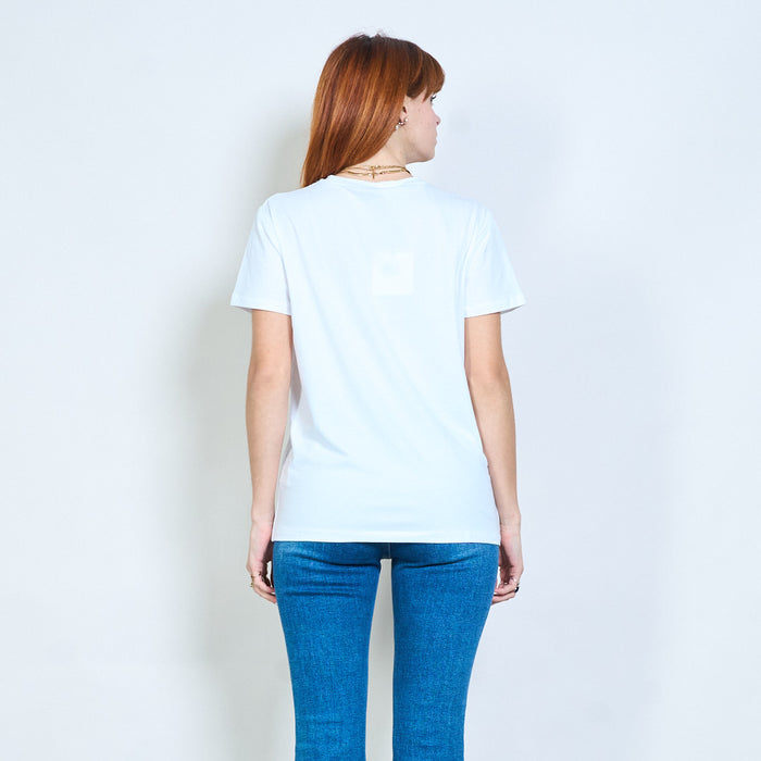 Rhinestones heart and drink graphic printed t-shirt wholesale