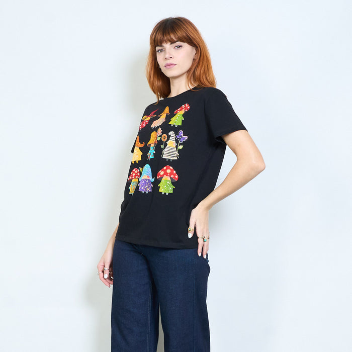 Rhinestones illustrated character graphic printed short sleeve t shirt wholesale