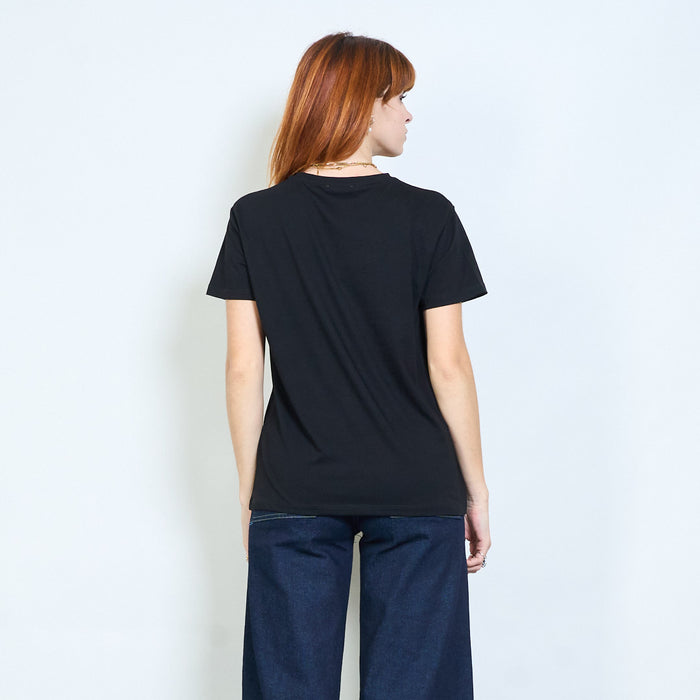 Rhinestones illustrated character graphic printed short sleeve t shirt wholesale