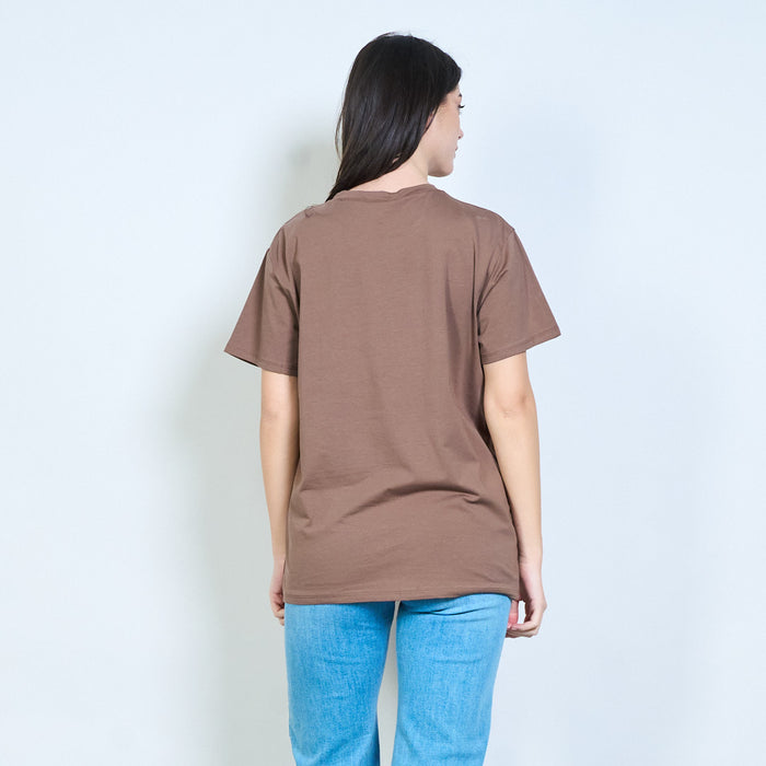 Round neck short sleeve t shirt with "you go" doll print wholesale