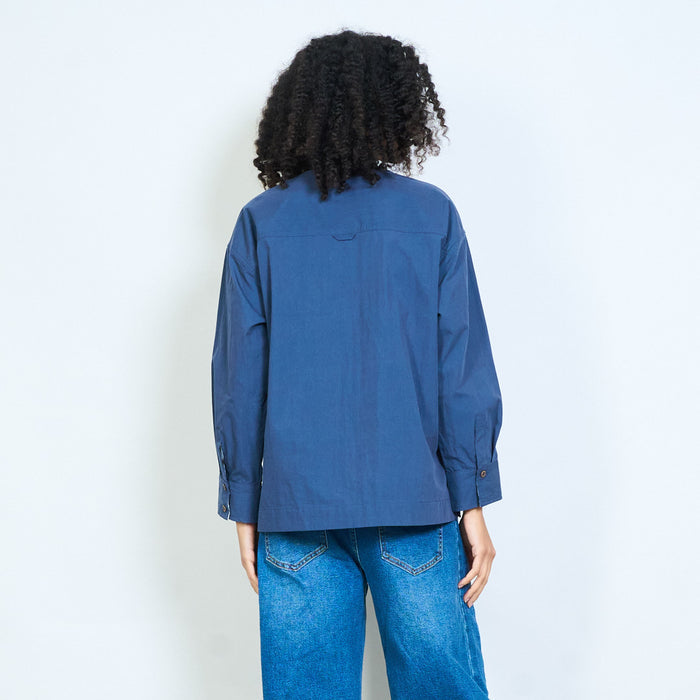Round neck utility pocket tie detail shirt wholesale