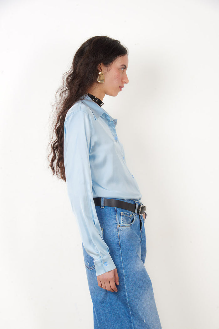Satin button down long sleeve classic shirt wholesale
