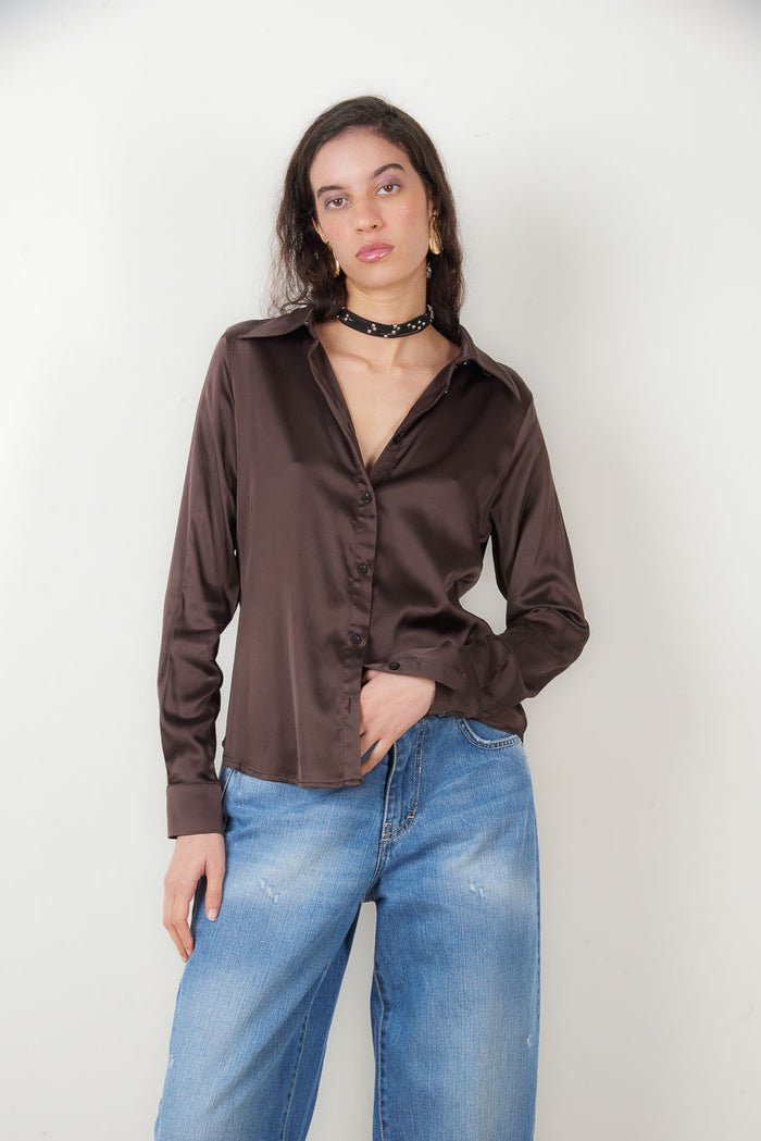 Satin button down long sleeve classic shirt wholesale