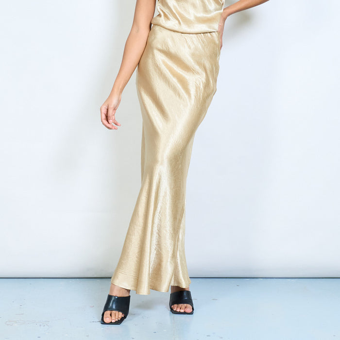 Satin effect high waist maxi skirt wholesale