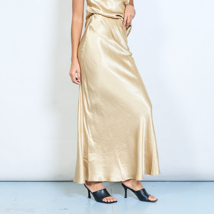 Satin effect high waist maxi skirt wholesale