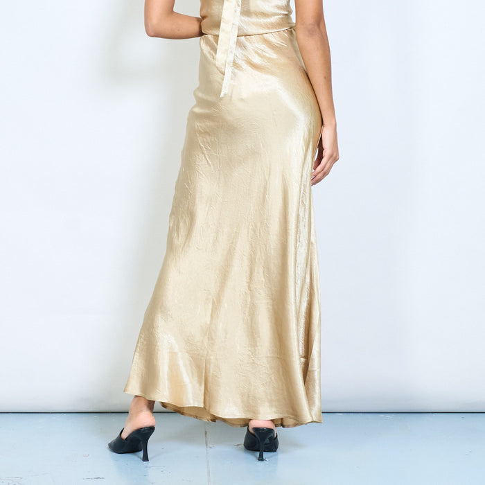 Satin effect high waist maxi skirt wholesale