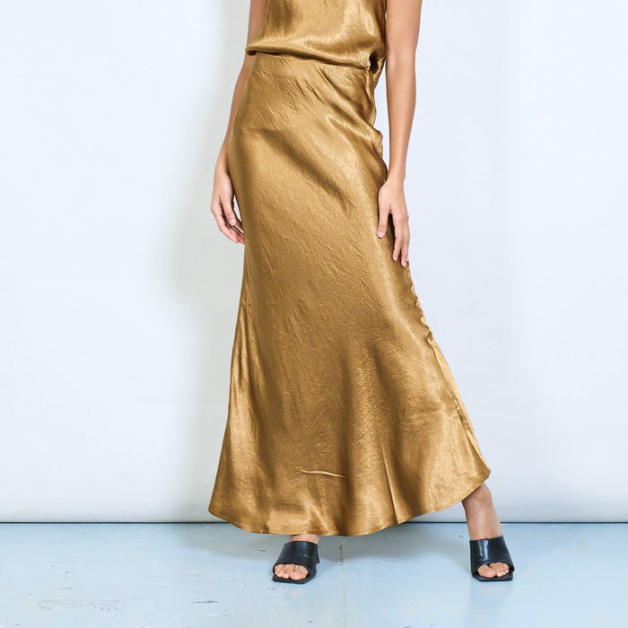 Satin effect high waist maxi skirt wholesale