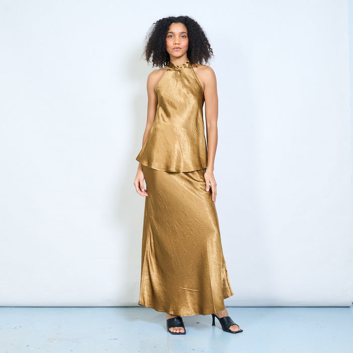 Satin effect high waist maxi skirt wholesale