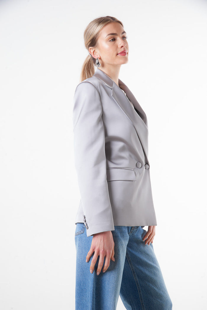 Satin tailored single-button blazer wholesale