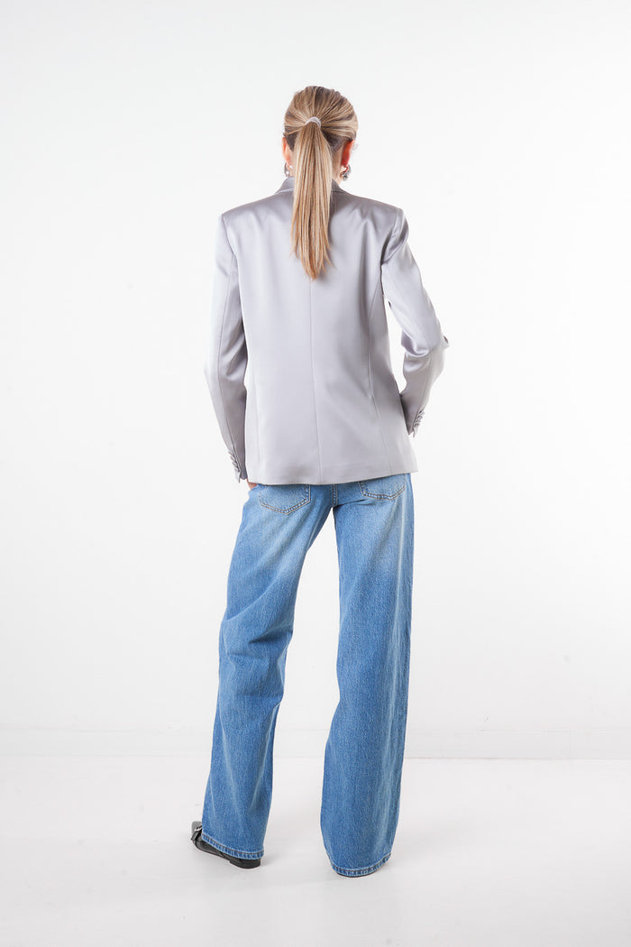 Satin tailored single-button blazer wholesale