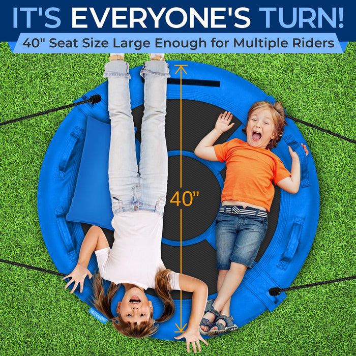 Saucer Swing 40" for Kids, Waterproof, Padded Frame, Blue
