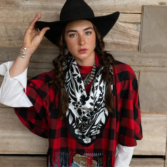 Señorita Black and White Wild Rag Scarf at Bourbon Cowgirl