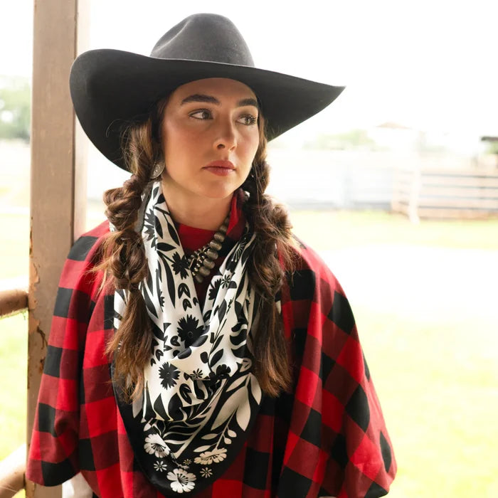 Señorita Black and White Wild Rag Scarf at Bourbon Cowgirl