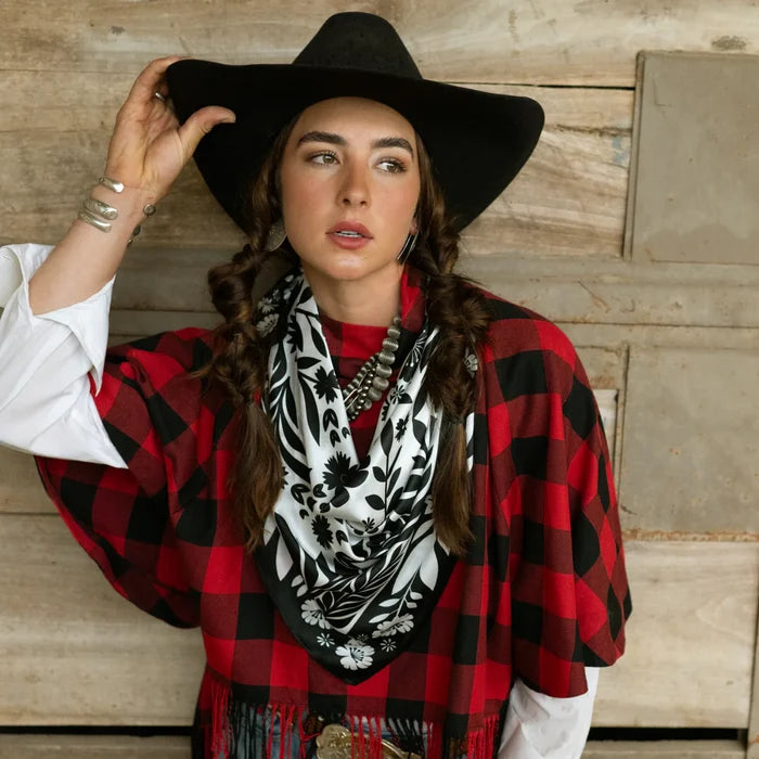 Señorita Black and White Wild Rag Scarf at Bourbon Cowgirl