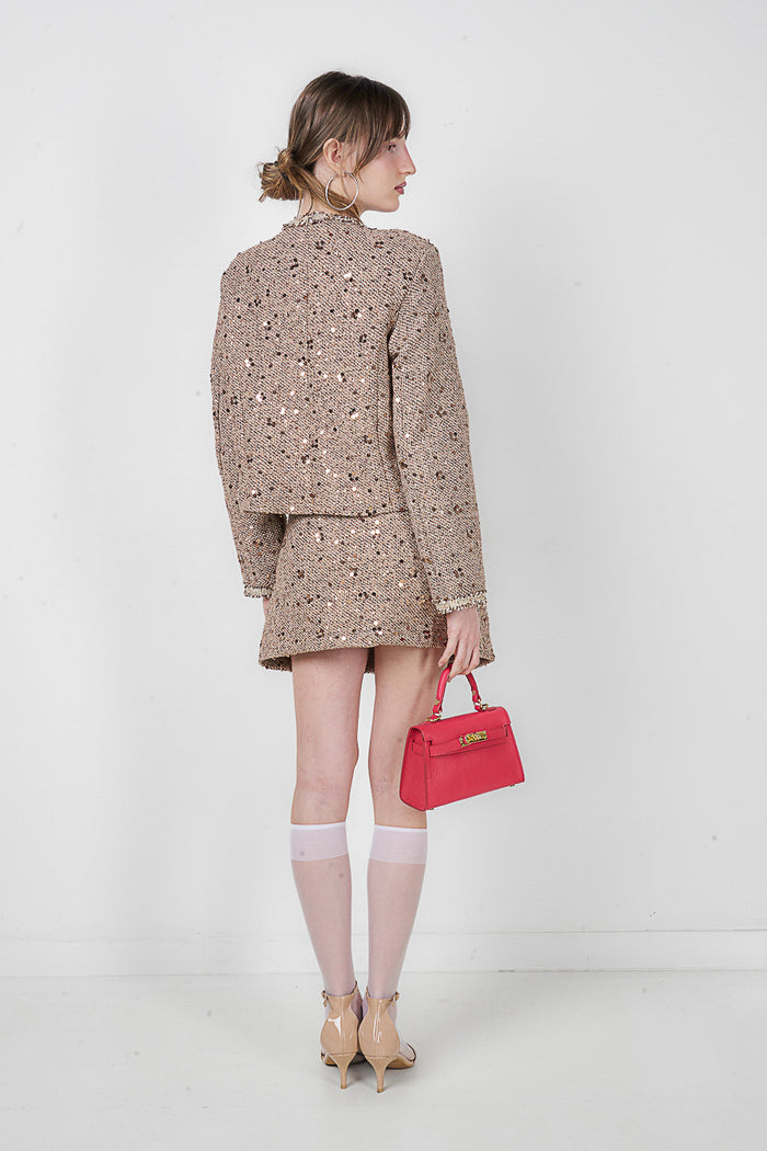 Sequin embellished tweed cropped jacket wholesale