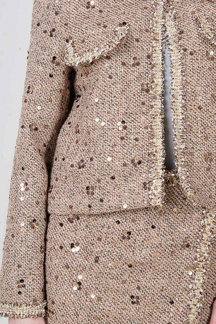 Sequin embellished tweed cropped jacket wholesale