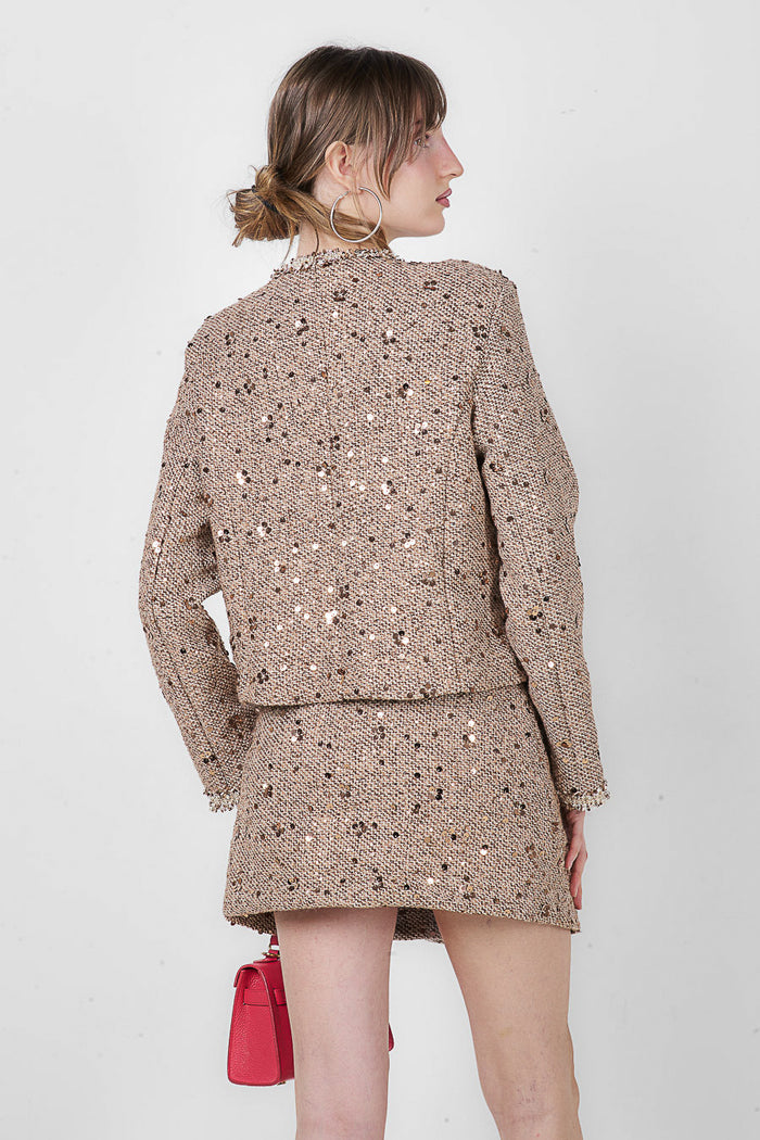 Sequin embellished tweed cropped jacket wholesale