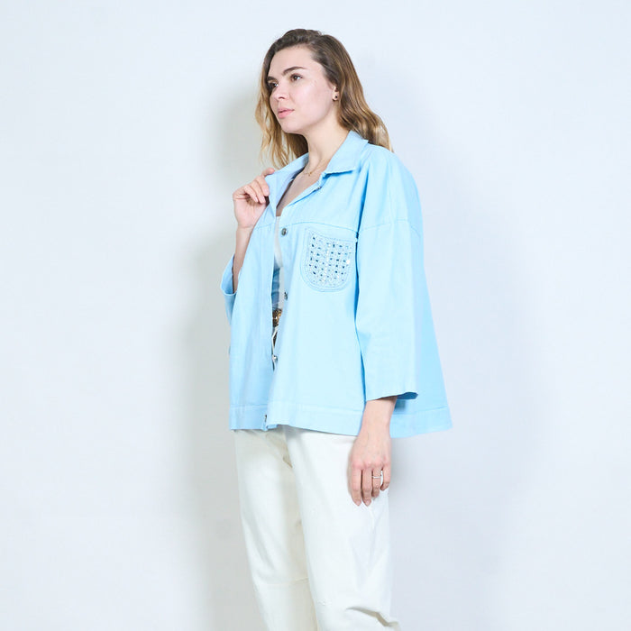 Sequins embellished button front casual jacket wholesale
