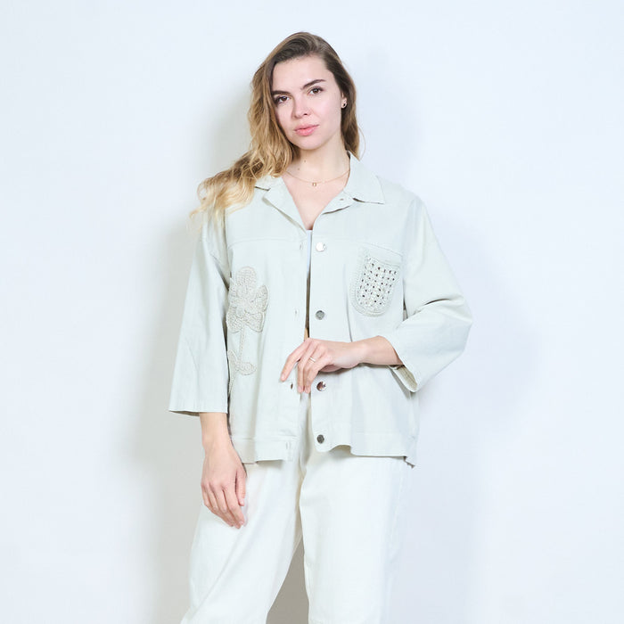 Sequins embellished button front casual jacket wholesale