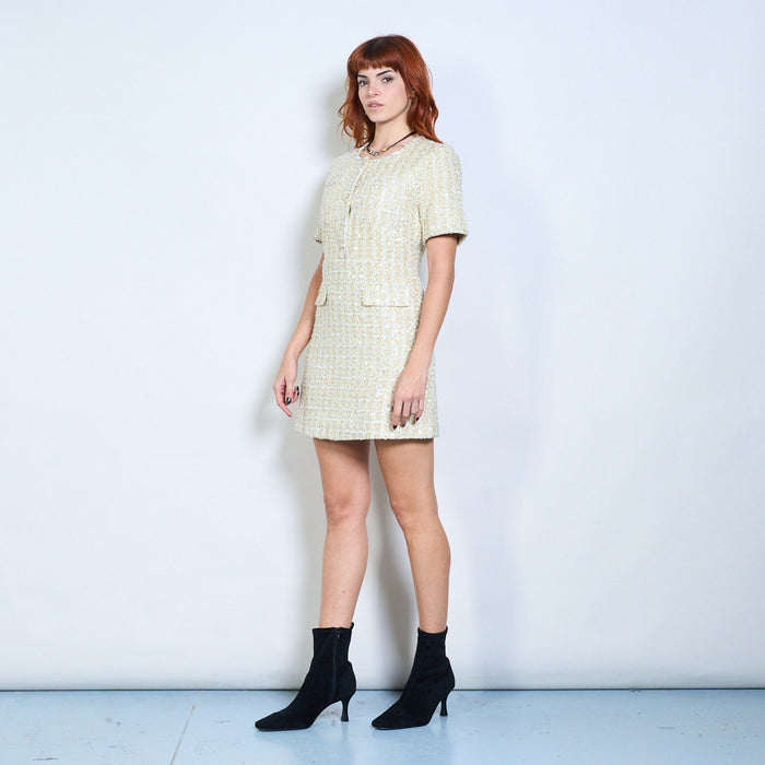 Sequins embellished tweed mini dress with pocket detail wholesale