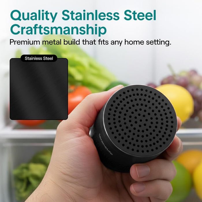 Serenelife Round Refrigerator Deodorizer, Lasts Up To 10 Years, More Effective Than Baking Soda - With Natural Bamboo Air Purifying Technology (Black)
