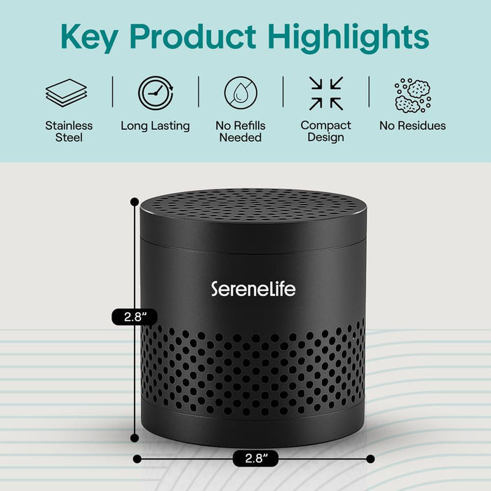 Serenelife Round Refrigerator Deodorizer, Lasts Up To 10 Years, More Effective Than Baking Soda - With Natural Bamboo Air Purifying Technology (Black)