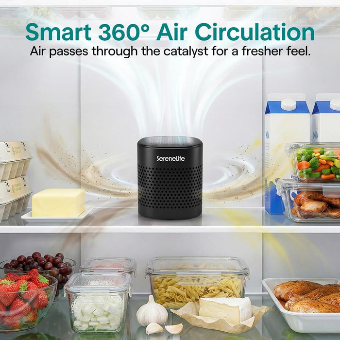 Serenelife Square Refrigerator Deodorizer, Lasts Up To 10 Years, More Effective Than Baking Soda - With Natural Bamboo Air Purifying Technology (Black)