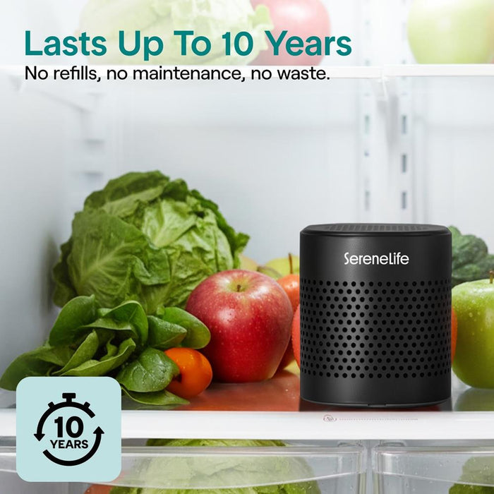 Serenelife Square Refrigerator Deodorizer, Lasts Up To 10 Years, More Effective Than Baking Soda - With Natural Bamboo Air Purifying Technology (Black)
